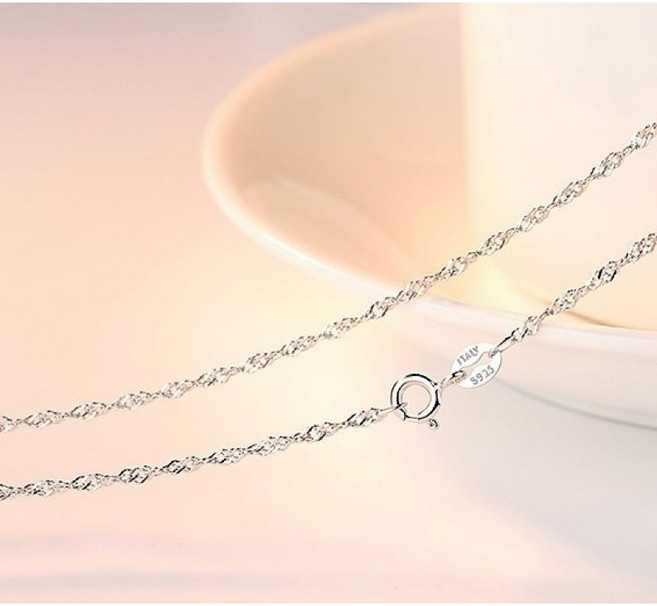 ATOWN JEWELLERY S925純銀水波紋麻花手鏈 鍍金銀白色 簡約素鏈 15+3公分