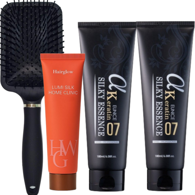 본코스메틱 알파 케라틴 실키에센스 180ml 에센스 2개 + 사각쿠션브러쉬(대) 1개