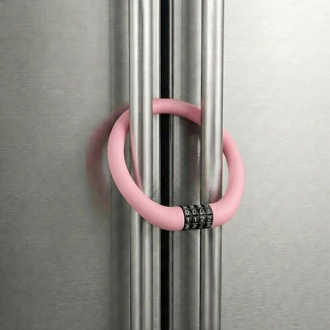 ISHMERAI Refrigerator Combination Lock Child Proof Fridge Lock for French Door & Cabinet (Pink) 3, Pink