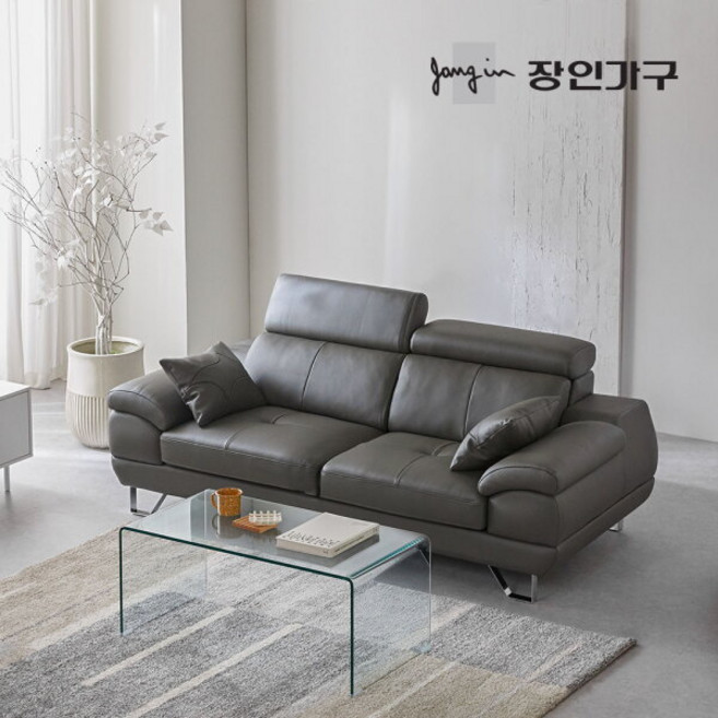 [장인가구] 베스테 천연면피 가죽 3인 소파 (착불), 색상:스모키블루