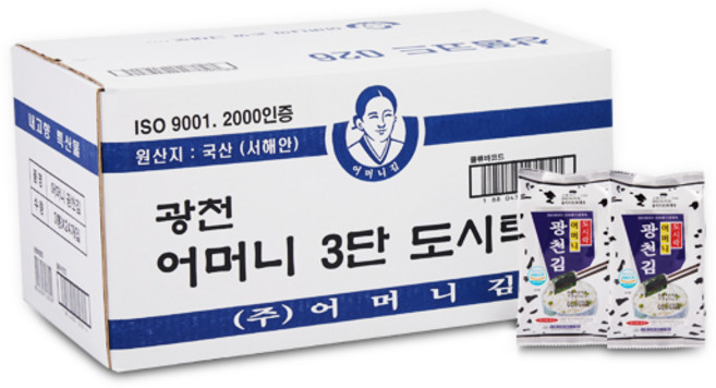 [광천어머니김 본사 발송] 3단 도시락김, 72개