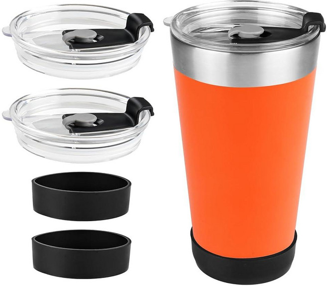 Stanley 473.2ml(16온스) 어드벤처 맥주 파인트 글라스와 호환되는 교체용 뚜껑 및 실리콘 부츠 단열 뚜껑 및 충격 방지 바닥 슬리브 스태킹 금속 음료 텀블러용 2