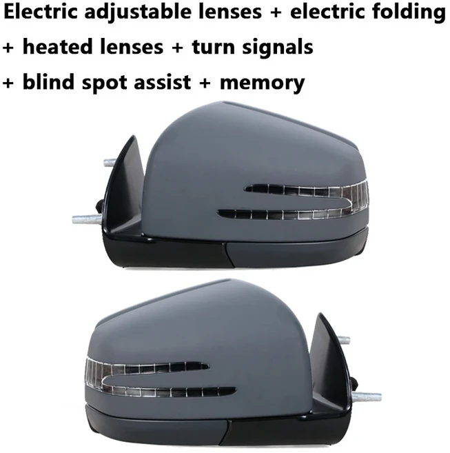 자동차 전원 후면보기 미러 사이드 도어 어셈블리 블랙 메르세데스 벤츠 W164 ML GL Cl 2005-2019 16681001, 08 1Pair Primer