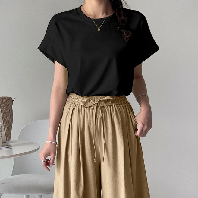 데일리앤 윙키 기본 무지 캡소매 여성 여름 분또 반팔 이너 티셔츠