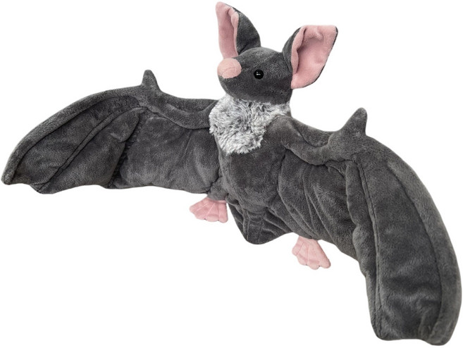 귀여운 큰귀박쥐 박쥐 동물 모형 25cm 봉제 인형 애착인형, 그레이, 1개