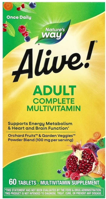 Nature's Way (네이쳐스 웨이) Alive! 데일리 에너지 종합비타민 및 종합 미네랄 60정, 1개 - 쿠팡