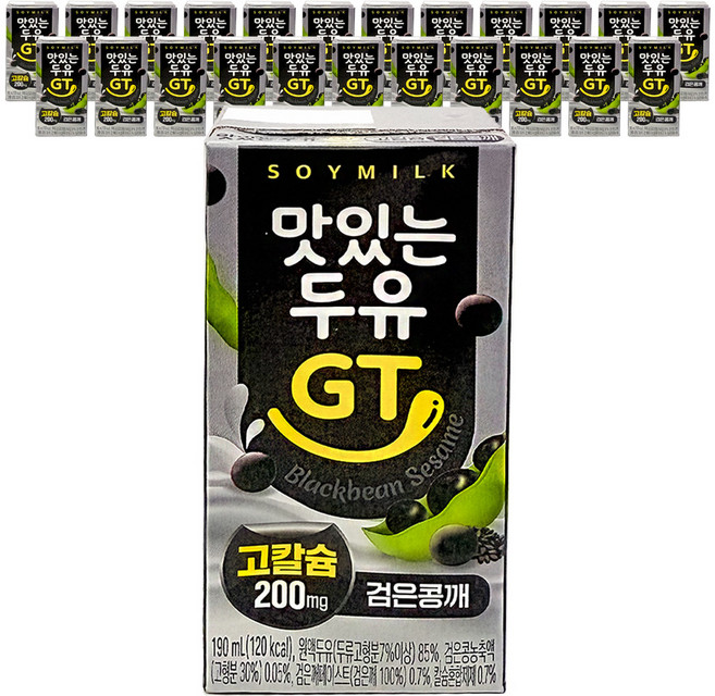 남양유업 맛있는 두유 GT 검은콩 깨 칼슘, 190ml, 24개