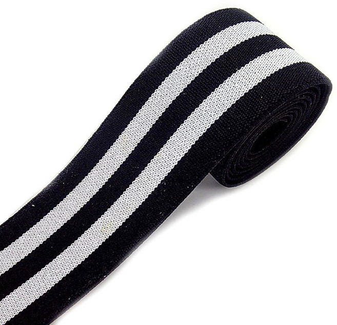 [청라핸즈] 스판밴딩 엘라스틱 허리고무밴드 4x90cm 블랙&백색두줄, 1개