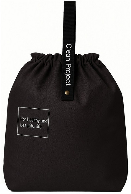 스트링 보온보냉 복조리 가방 런치백, 블랙, 1개