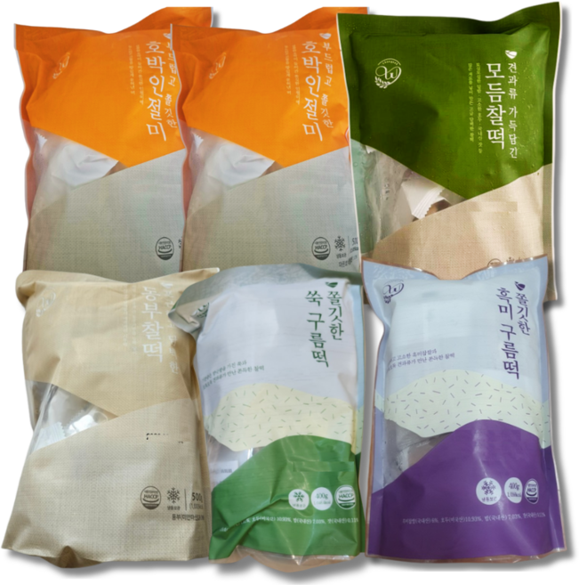 창억떡 5종세트 (호박인절미2봉+세트찰떡+동부찰떡+쑥구름떡+흑미구름떡), 1세트, 2.8kg