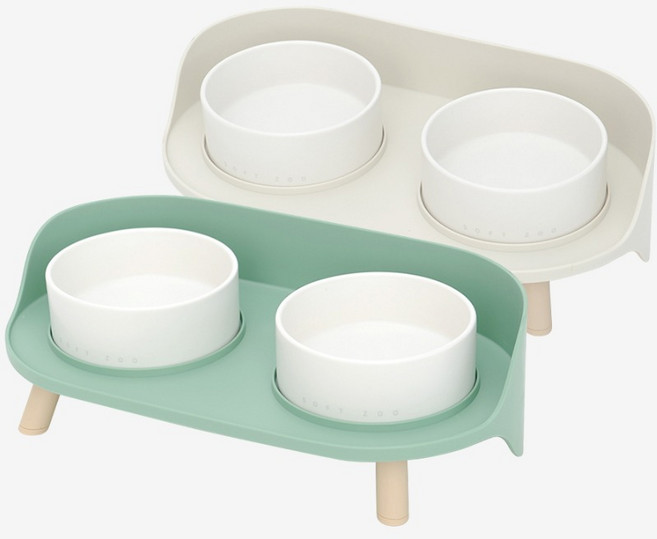 에코펫위드 강아지 고양이식기 모던세라믹식기 2구, 모던세라믹 테이블2구 그린, 1개