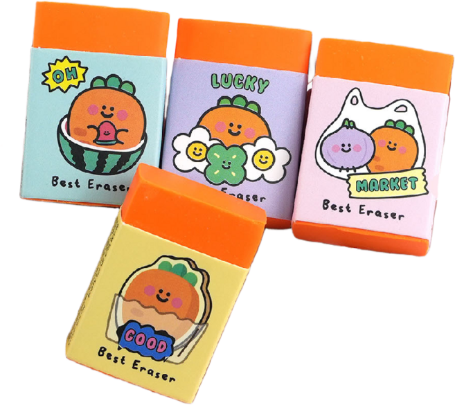 [어반굿즈] 매우 잘 지워지는 당근 디자인 지우개 낱개 6개 한세트, 1세트