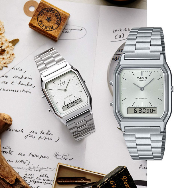 카시오 빈티지 스퀘어 메탈시계 AQ-230A 손목시계 데일리학생 커플