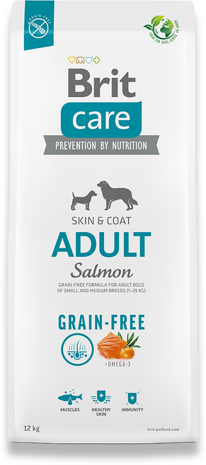 브릿 케어 독 그레인프리 어덜트 눈물사료 저알러지 다이어트 사료, 1개, 12kg, 연어