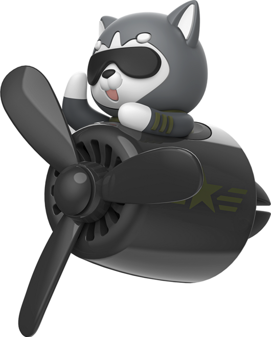 락톡마켓 파일럿 방향제 3매입 캐릭터 차량용 송풍구 프로펠러, 블랙허스키+방향제3매입, 1개