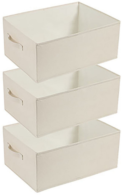 하이더룸 고급형 다용도 접이식 린넨 패브릭 옷정리 수납 정리함 3개, 1세트, 스톤화이트