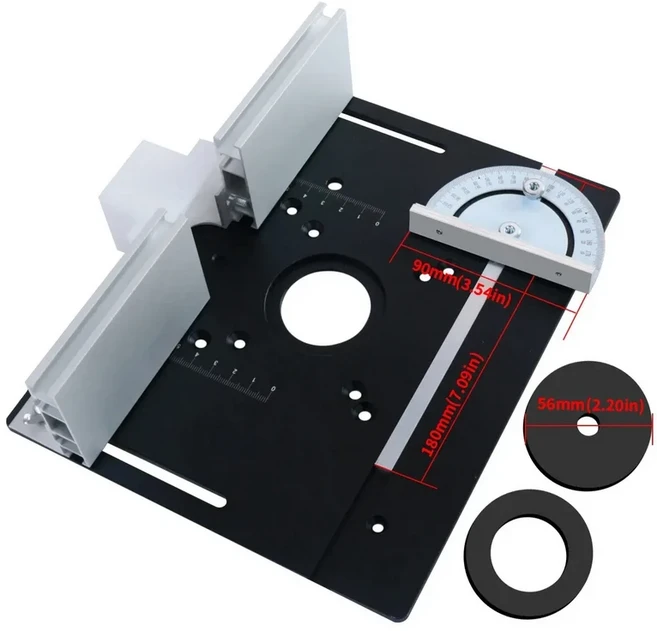 다기능 알루미늄 라우터 테이블 삽입 플레이트 목공 전기 작업 벤치 용 플립, 01 Black Set, 1