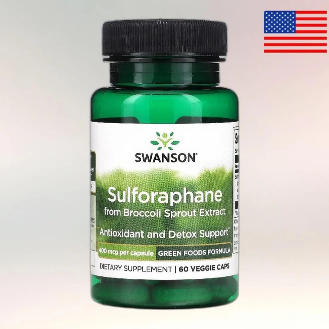 스완슨 브로콜리 새싹 추출물 유래 설포라판 400mcg 60 베지캡슐, 60정, 1개 - 쿠팡
