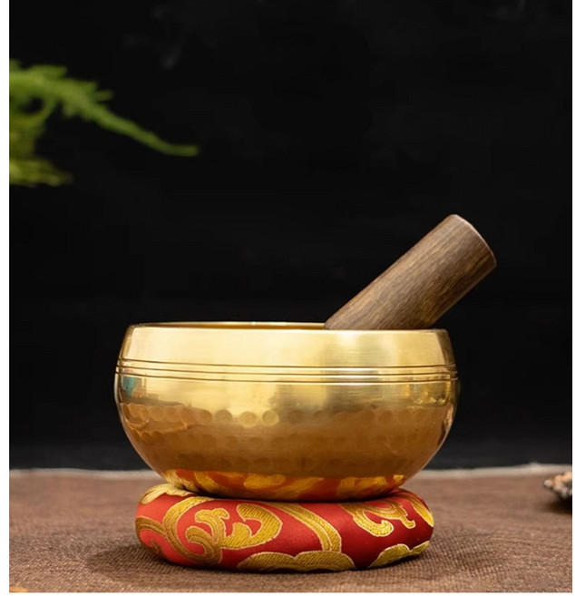 尼泊爾頌缽 銅缽 佛音碗 音缽 銅磬, 1個, 缽+皮棒+墊子+黑盒-8.5CM