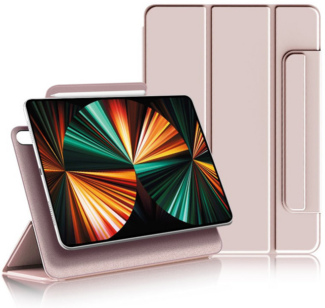 원더글라스 마그네틱 폴리오 스마트커버 애플펜슬 수납 아이패드 케이스, 핑크 샌드
