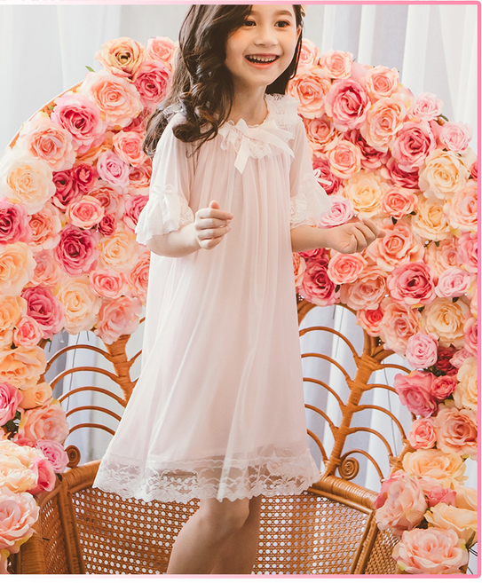 순면 여아 공주 리본반팔 드레스 공주잠옷