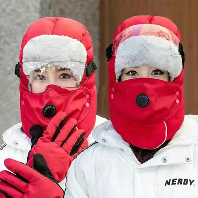 올린터 아웃도어 자전거 오토바이 고글 방한 패딩모자, 1개