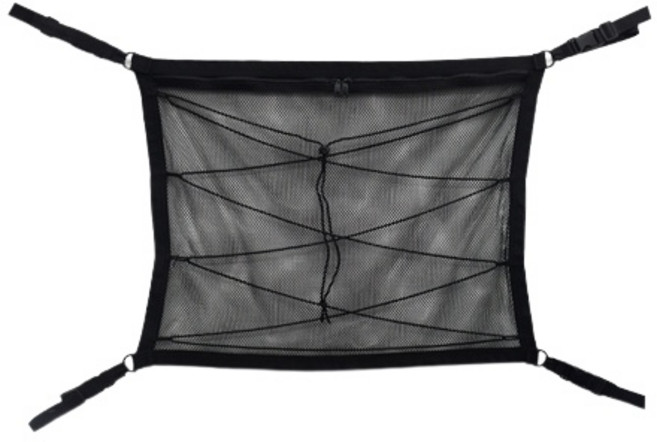 汽車收納 車頂置物網 雙層拉鍊設計 網線加粗, 1個, 1入78cm * 53cm-彈力網款