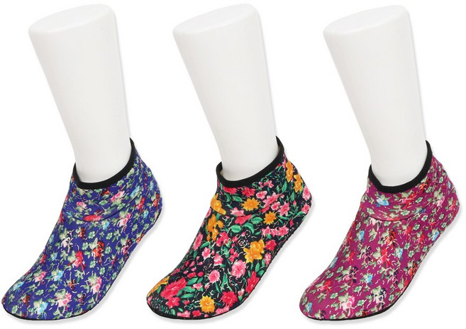 여성 불타는 요술버선 잔꽃패턴 카바 3켤레 겨울 방한 수면 양말