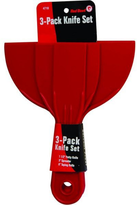 레드 데빌 4718 3피스 플라스틱 퍼티 나이프 세트 스크래퍼 도구 스패클 & 페인트 1팩, 1 - Pack, 1 Knife Set