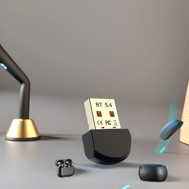藍牙5.4接收器 電腦外接無線適配器, 藍芽5.4接收器, 1個, 黑色, 藍芽5.4接收器