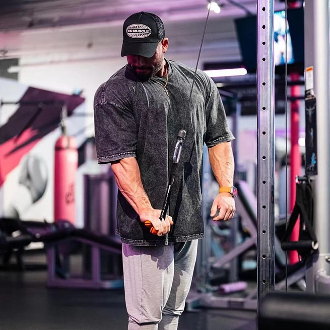 순면 남자 오버핏 빅사이즈 워싱 피그먼트 빈티지 헬스 반팔티 (M~5XL)