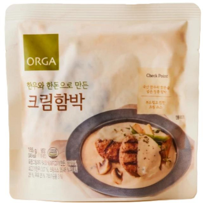 올가 한우와 한돈으로 만든 크림함박 155g, 6개