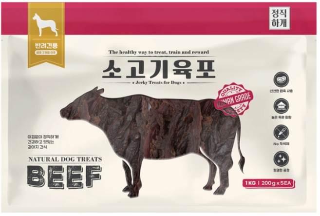 정직하개 애견용 소고기 육포 1kg, 5개, 200g