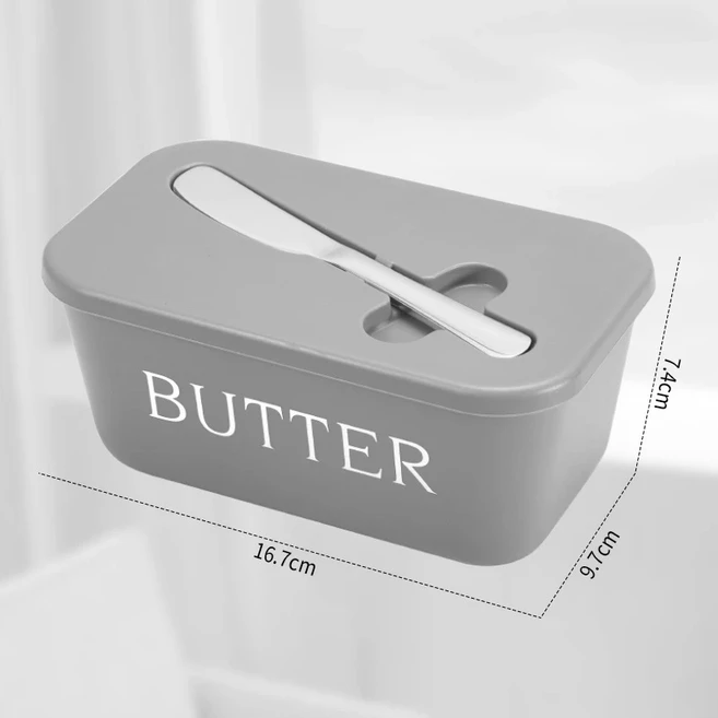 ​커터가 내장된 버터 키퍼 - 500ml BPA 프리 PP 보관 용기 스프레더블 치즈용 밀폐 식품, 03 그레이