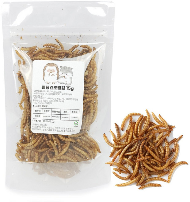 도치퀸 열건조 밀웜 300마리, 15g, 1개