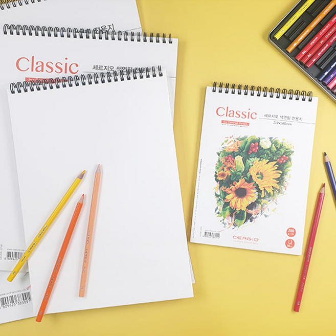 세르지오 색연필 전용 스케치북 클래식 200g A4 24x32cm A3