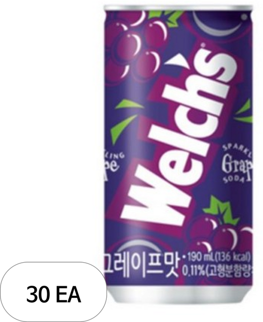 웰치스 그레이프, 190ml, 30개