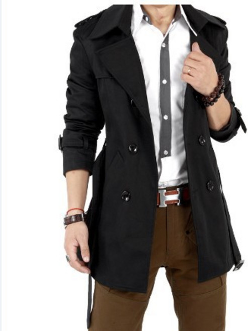 【韓版修身】男士風衣 男款風衣 春秋外套 中長款風衣 雙排扣風衣 商務休閒外套 雙排扣設計 挺括有型 通勤約會穿搭