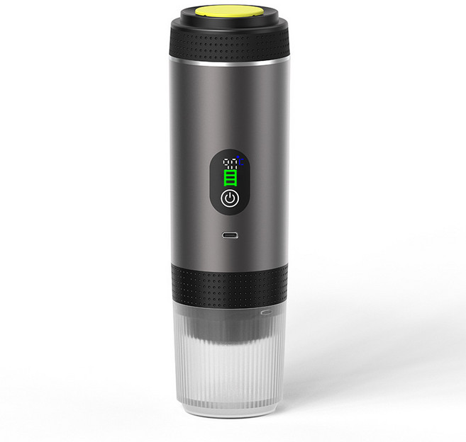 便攜式泵壓式膠囊數顯咖啡機意式濃縮電動小型無線加熱咖啡機, 1個, 灰色:彩盒尺寸：90*90*277mm