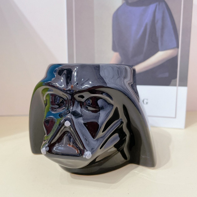 STAR WARS 星際大戰 立體陶瓷馬克杯 白兵 R2-D2 造型水杯, 1個, 黑武士