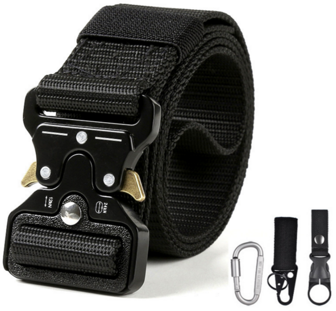 리파니 전술밸트 코브라벨트 서바이벌 택티컬 원터치 밀리터리 군인캠핑 낚시 스포츠 허리띠 남자, 블랙, 1개