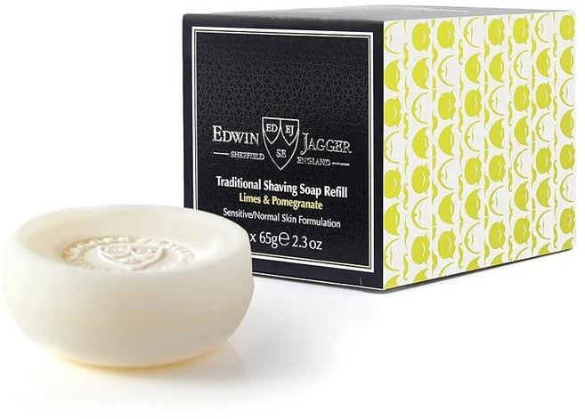 Edwin Jagger Limes & Pomegranate 전통 면도 비누 리필 65.2g(2.3온스) 3개 팩, Edwin Jagger Limes & Pomegrana - 쿠팡