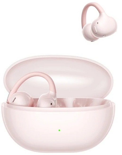 베이스어스 보위 MC2 에어 클립온 TWS 이어버드 이어클립 무선 이어폰 블루투스 6.0 오픈형 이어폰 4-마이크 ENC 클립온 이어버드 헤드폰 클립형 이어폰, 분홍색