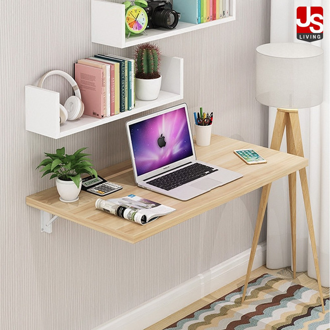 JS리빙 컴퓨터 책상 게이밍 어린이 입식 사무실 사무용 보조 접이식 데스크 학생용 테이블 공부 인테리어 다용도 벽걸이 원목 선반 600 / MD:WA-L537 / 60x40x2.5