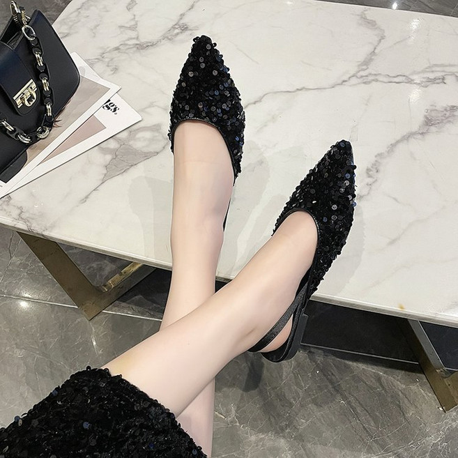 여성샌들 로우탑 스링백슈즈 스트랩 미들힐 K0159