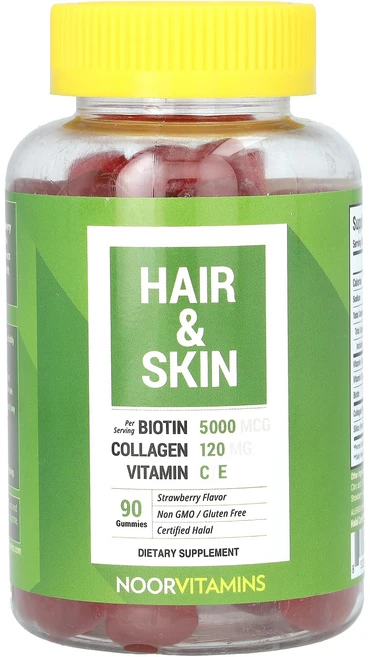 Noor Vitamins 모발 및 피부에 필요한 구미젤리 딸기 구미젤리 90개, Noor Vitamins 모발 및 피부..., 1개, 90정 - 쿠팡