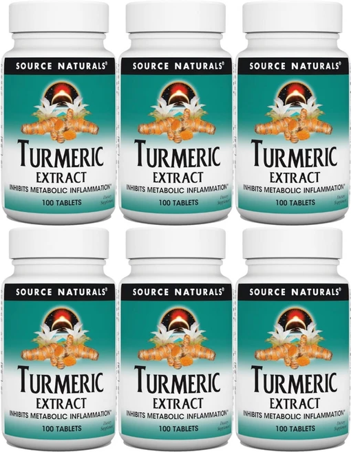 Source Naturals 소스내추럴스 터메릭 심황 강황 추출물 테블릿, 100정, 6개 - 쿠팡