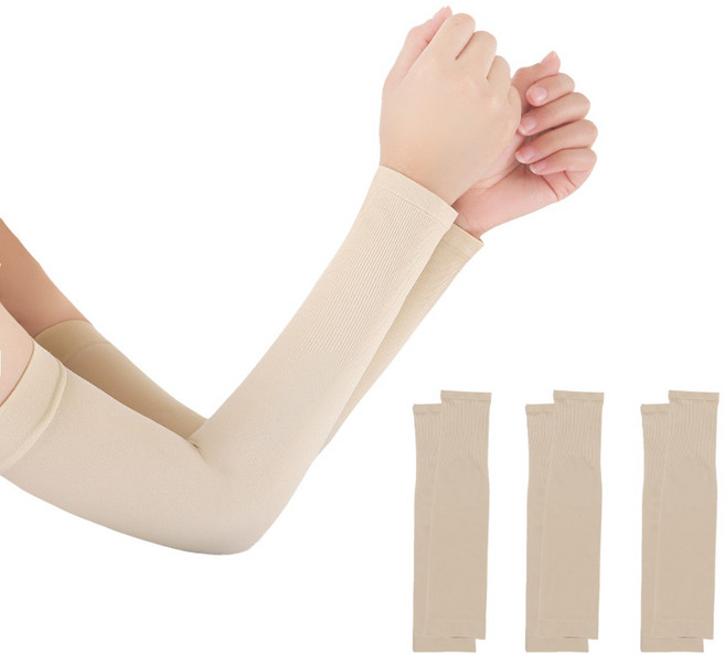 야외활동 필수 UV 자외선차단 무봉제 남녀공용 쿨링 암 슬리브 냉감 팔토시 2P x 3 세트, 스킨/스킨/스킨, 3세트