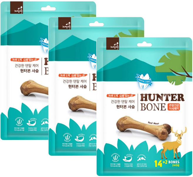 자연애 헌터본 사슴 16p x 3개 묶음, 헌터본 사슴맛32p, 15g, 48개