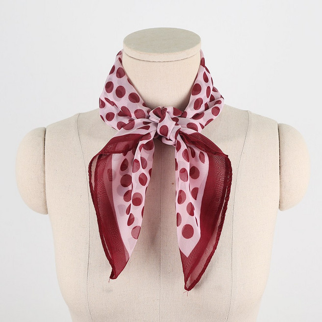 에스랑제이 도트 패턴 쁘띠 스카프 여성 사각 쉬폰 스카프 데일리 패션